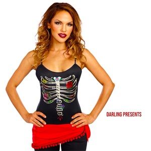 Dreamgirl Dead To You Skeleton Glow In The Dark Tank Top Women Size M/L
